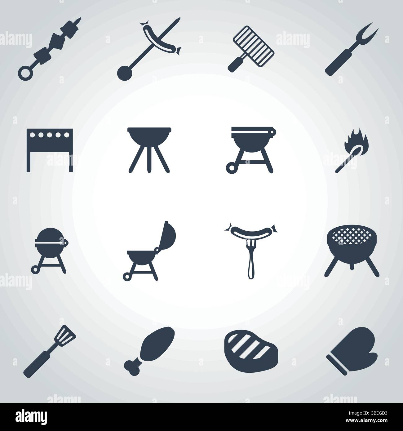 Vector black barbecue icon set Stock Vector Image & Art - Alamy