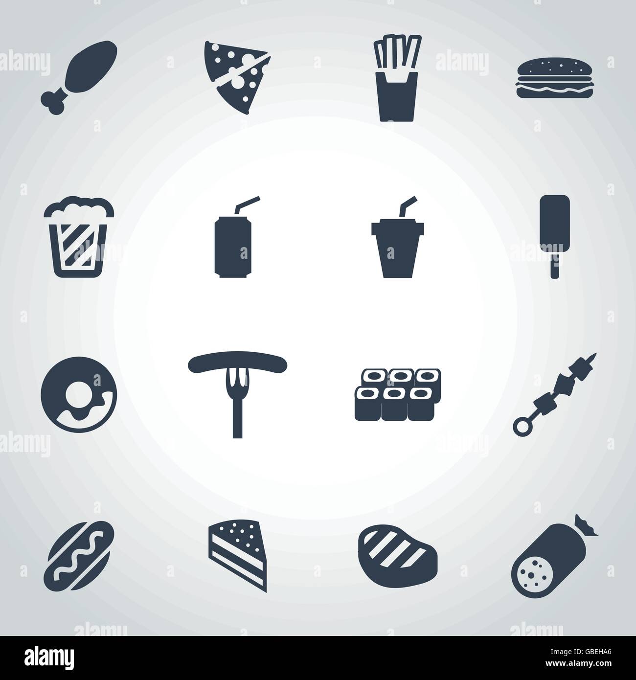 Vector black fastfood icon set Stock Vector Image & Art - Alamy