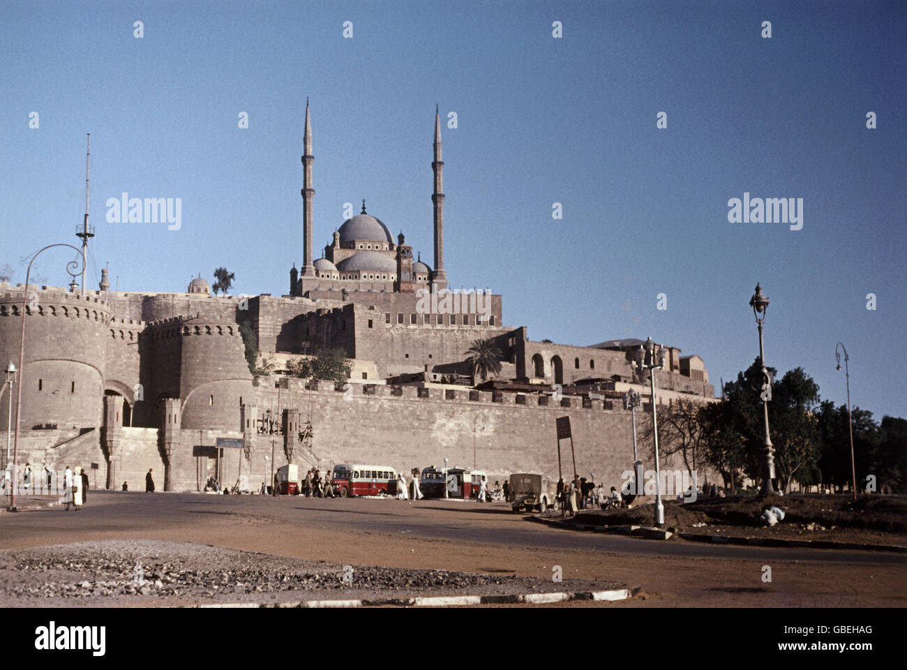 geography / travel, Egypt, Cairo, Mosque-Madrassa of Sultan Hassan, built: 1356-1363 by Al Nasir al-Hasan, exterior view, 1956, Additional-Rights-Clearences-Not Available Stock Photo