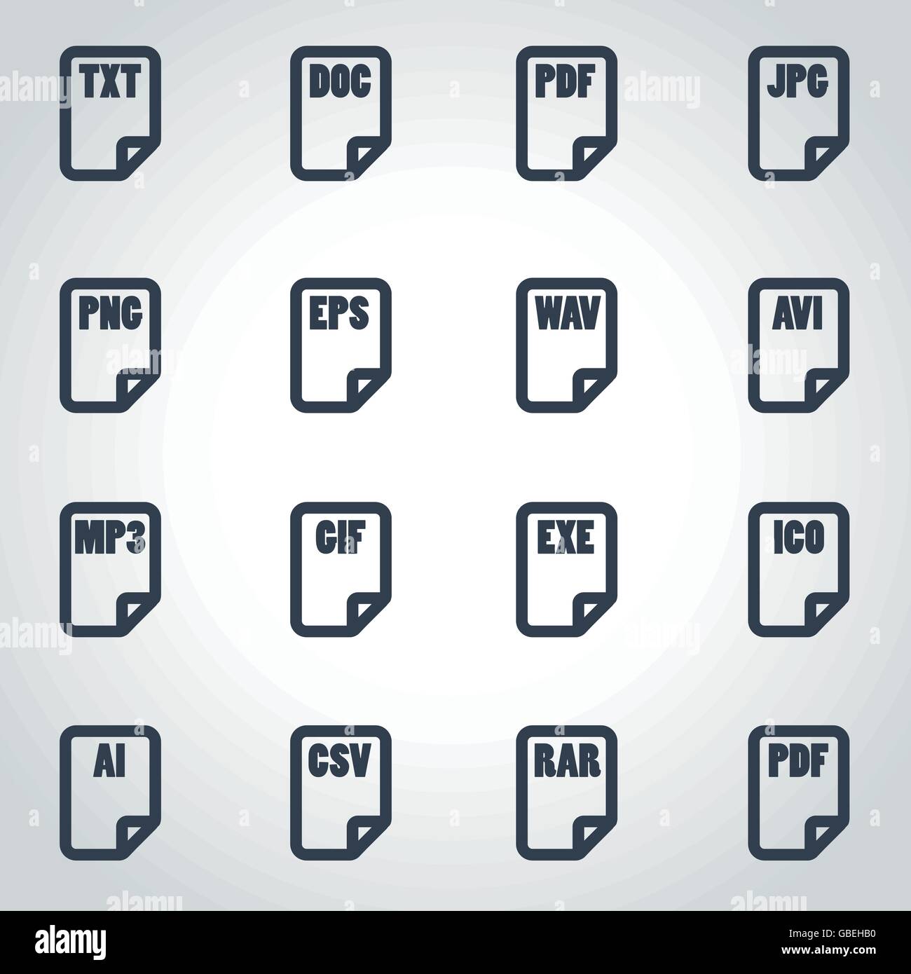 Vector black file type icon set Stock Vector Image & Art - Alamy
