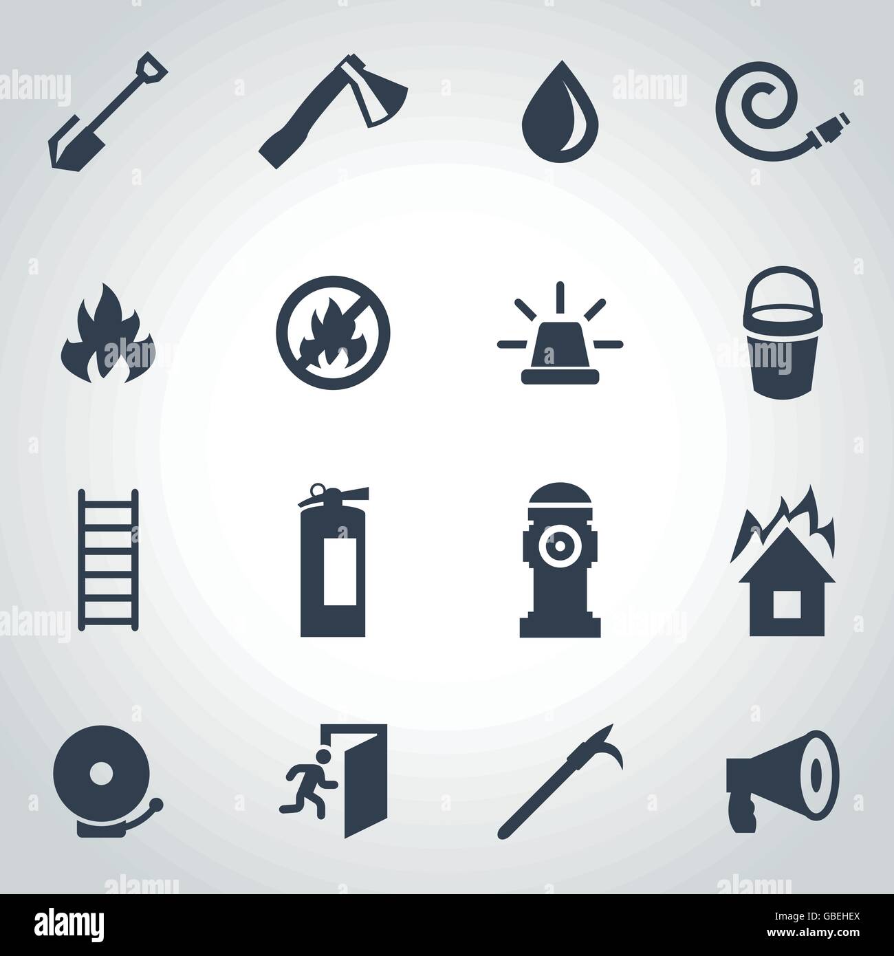 Vector black firefighter icon set Stock Vector Image & Art - Alamy
