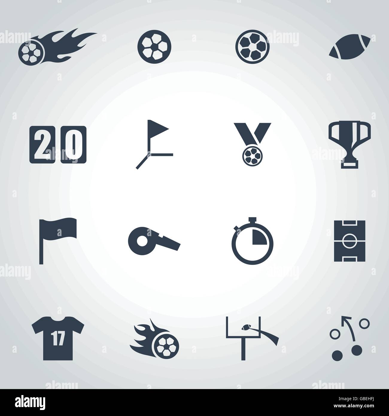Vector black football icon set Stock Vector Image & Art - Alamy