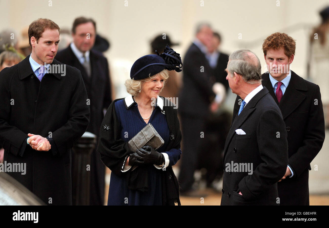 (left to right) Prince William, the Duchess of Cornwall, the Prince of