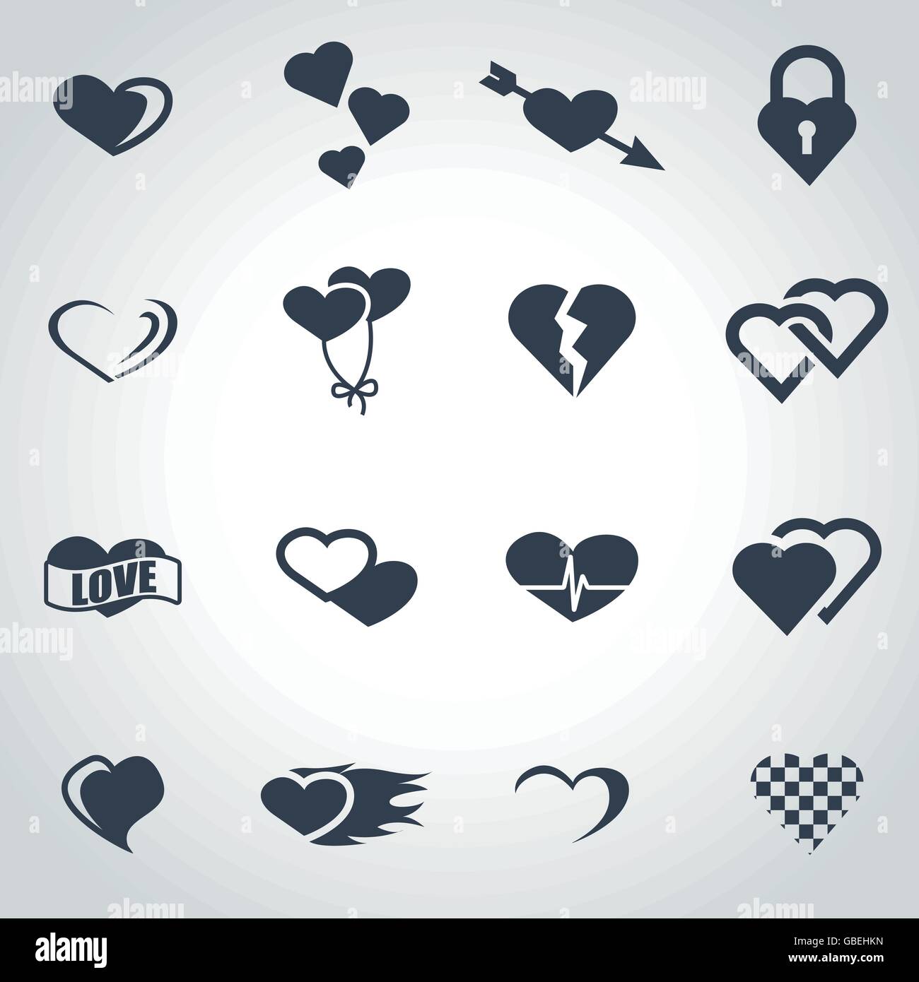 Vector black heart icon set Stock Vector Image & Art - Alamy