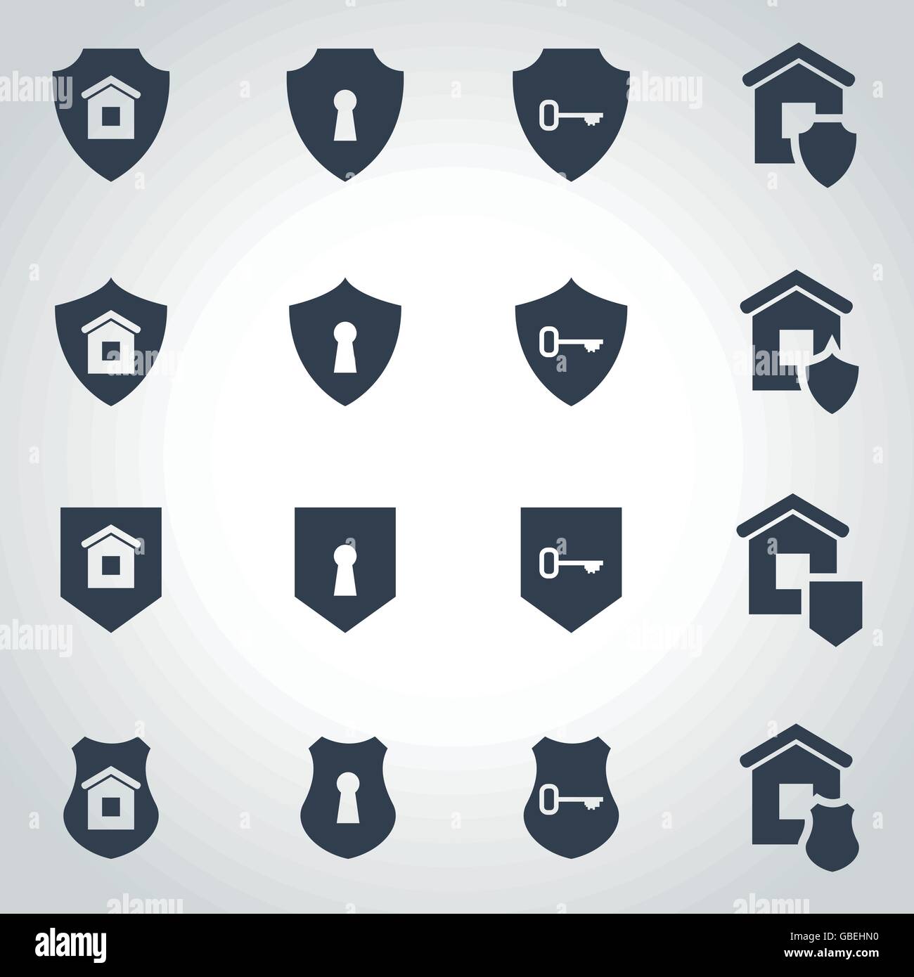 Vector black home security icon set Stock Vector Image & Art - Alamy