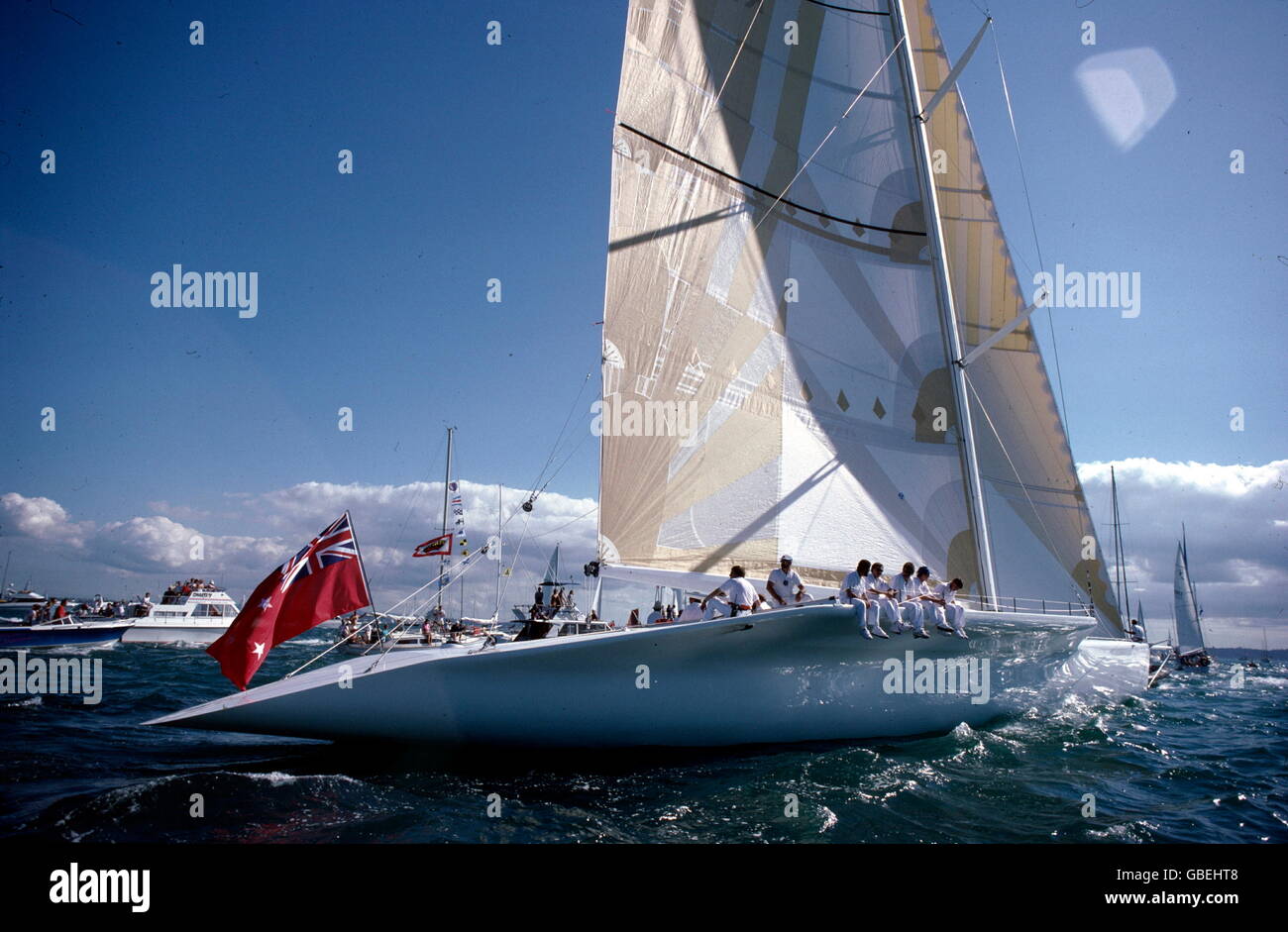 AJAXNETPHOTO. 1988. AUCKLAND, NEW ZEALAND. - AMERICA'S CUP - KZ1, NEW CHALLENGER FROM NEW ZEALAND ON TRIALS OFF AUCKLAND PHOTO:ADRIAN MORGAN/AJAX. REF:880208 Stock Photo