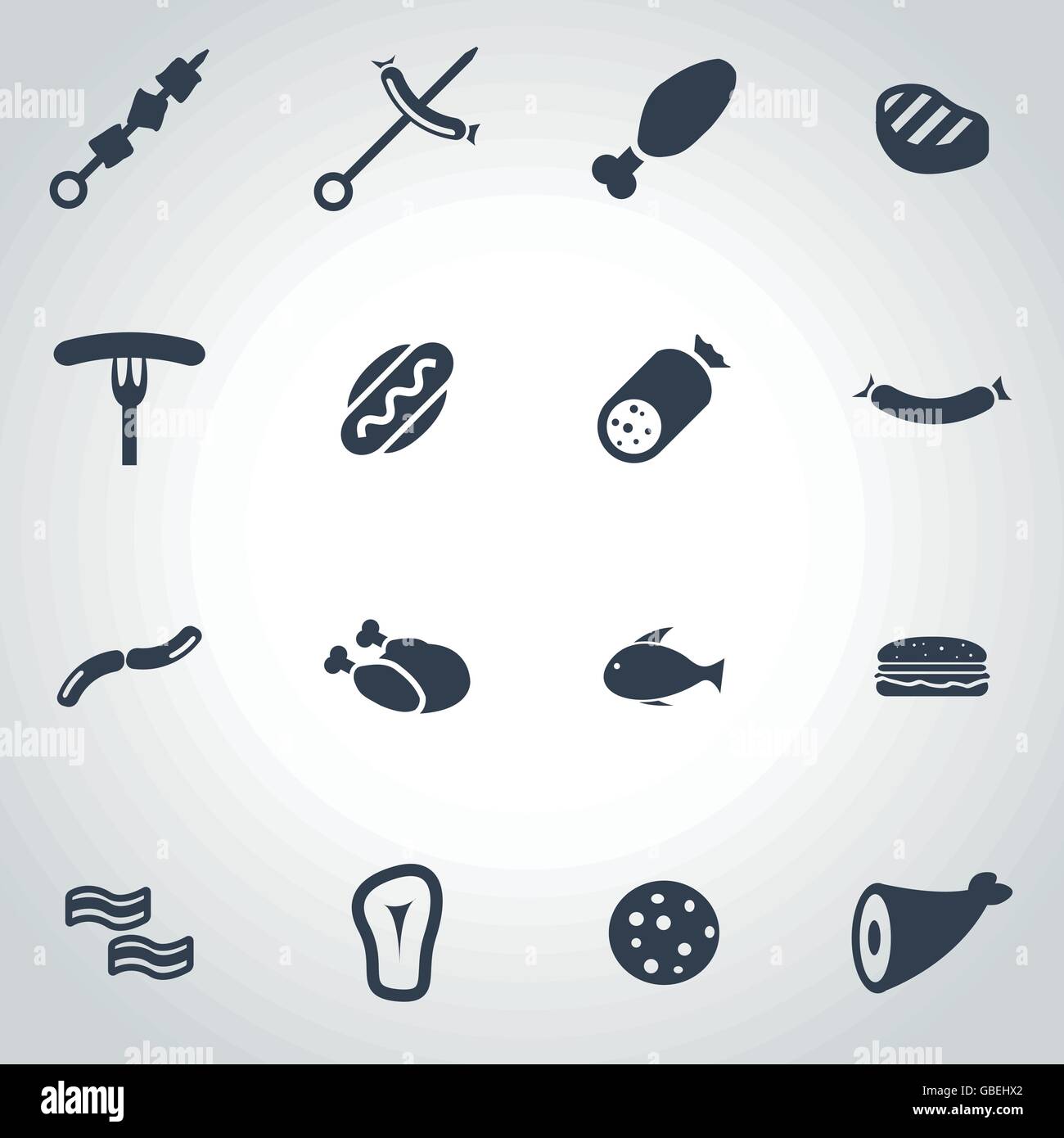Vector black meat icon set Stock Vector Image & Art - Alamy