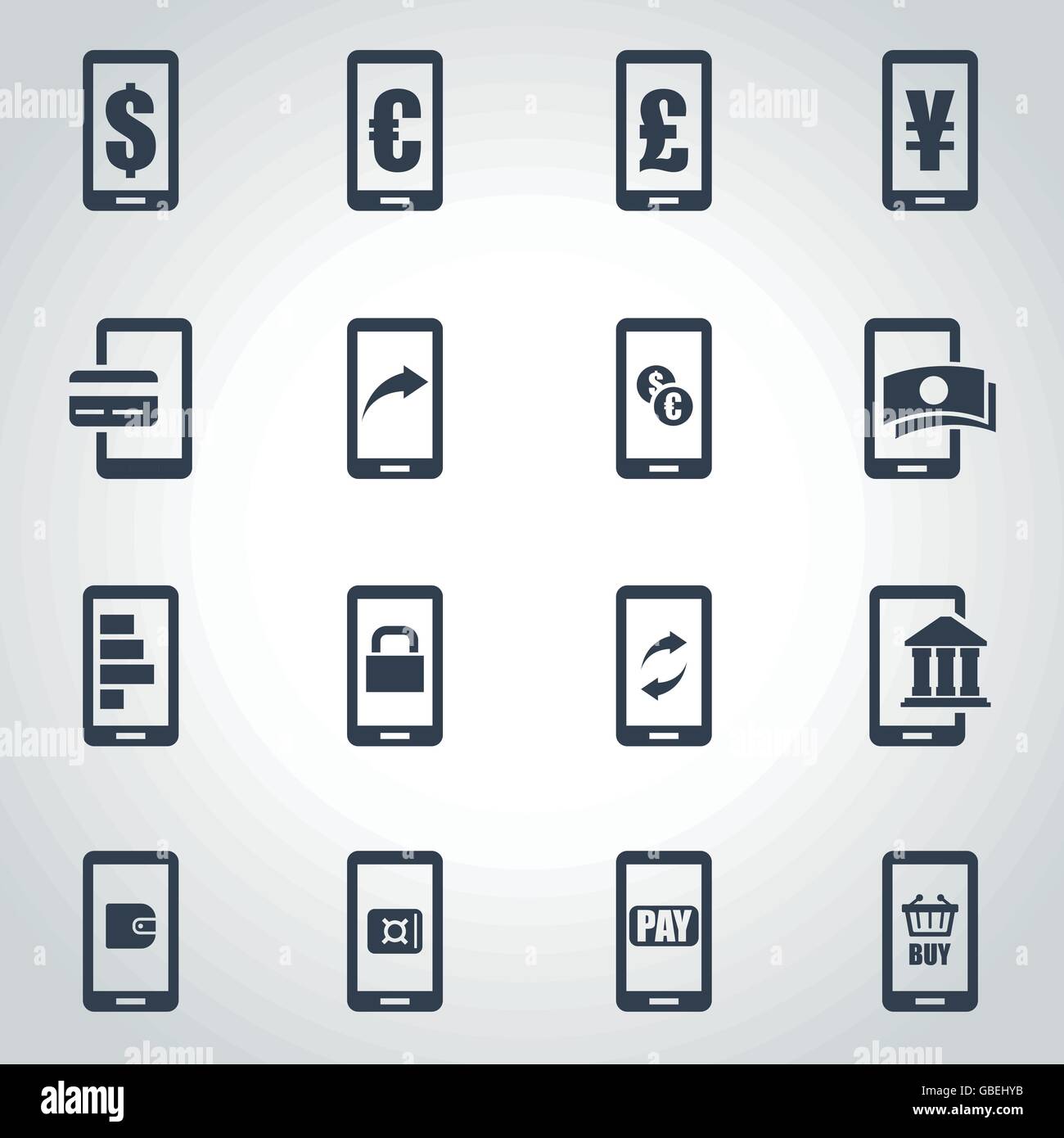 Vector black mobile banking icon set Stock Vector Image & Art - Alamy