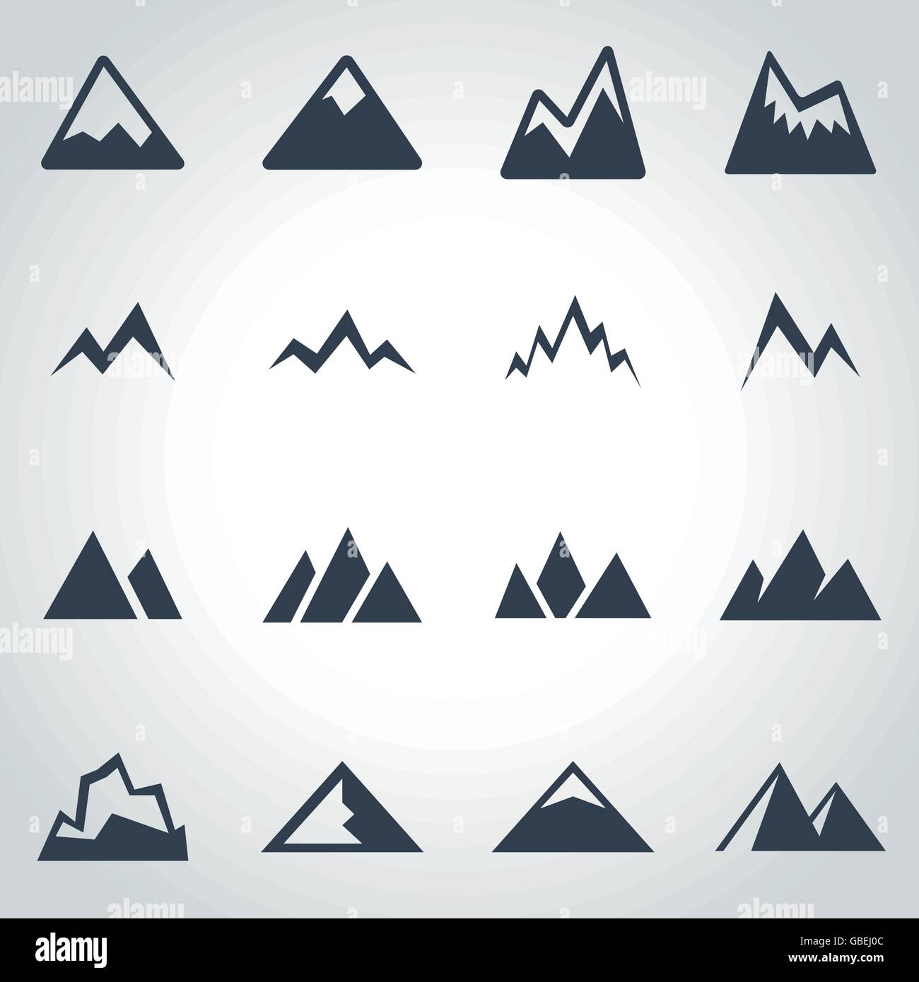 Vector black mountains icon set Stock Vector Image & Art - Alamy