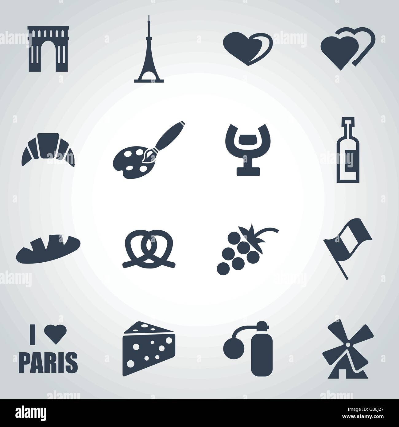 Vector black paris icon set Stock Vector Image & Art - Alamy