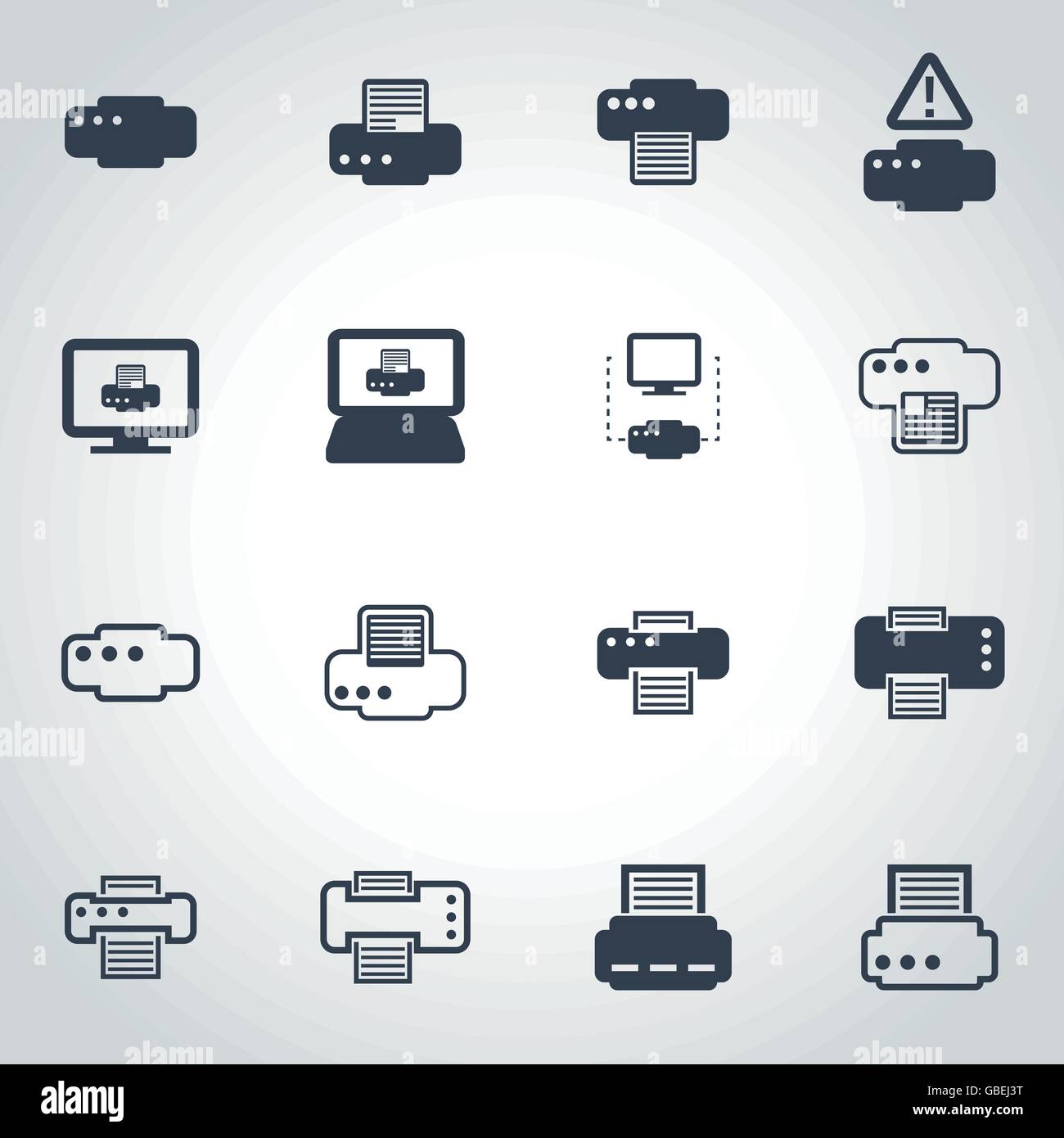 Vector black printer icon set Stock Vector Image & Art - Alamy