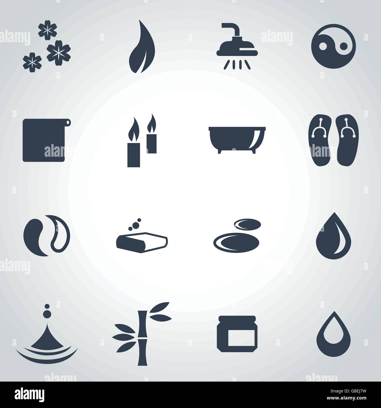 Vector black spa icon set Stock Vector Image & Art - Alamy
