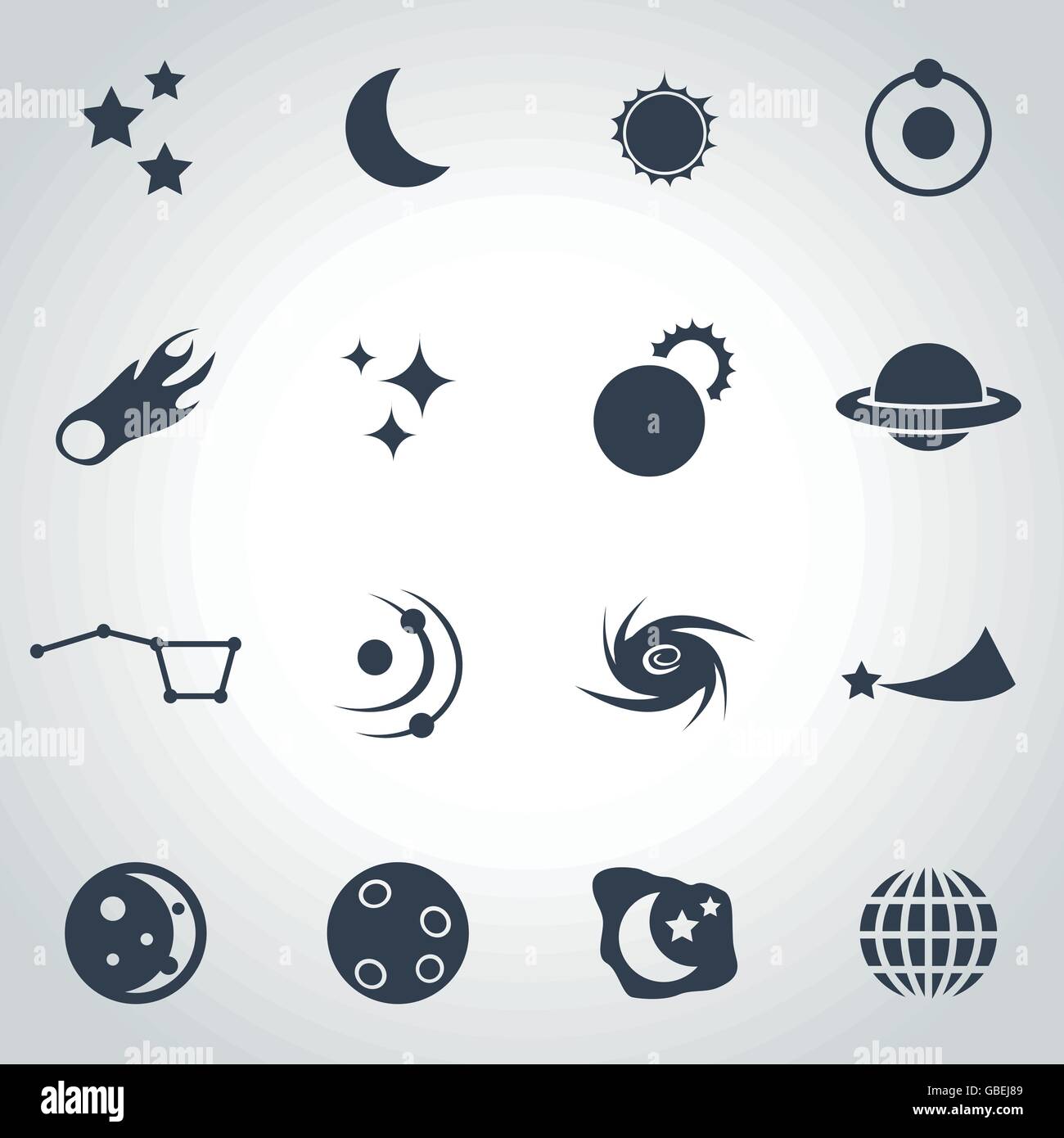 Vector black space icon set Stock Vector Image & Art - Alamy
