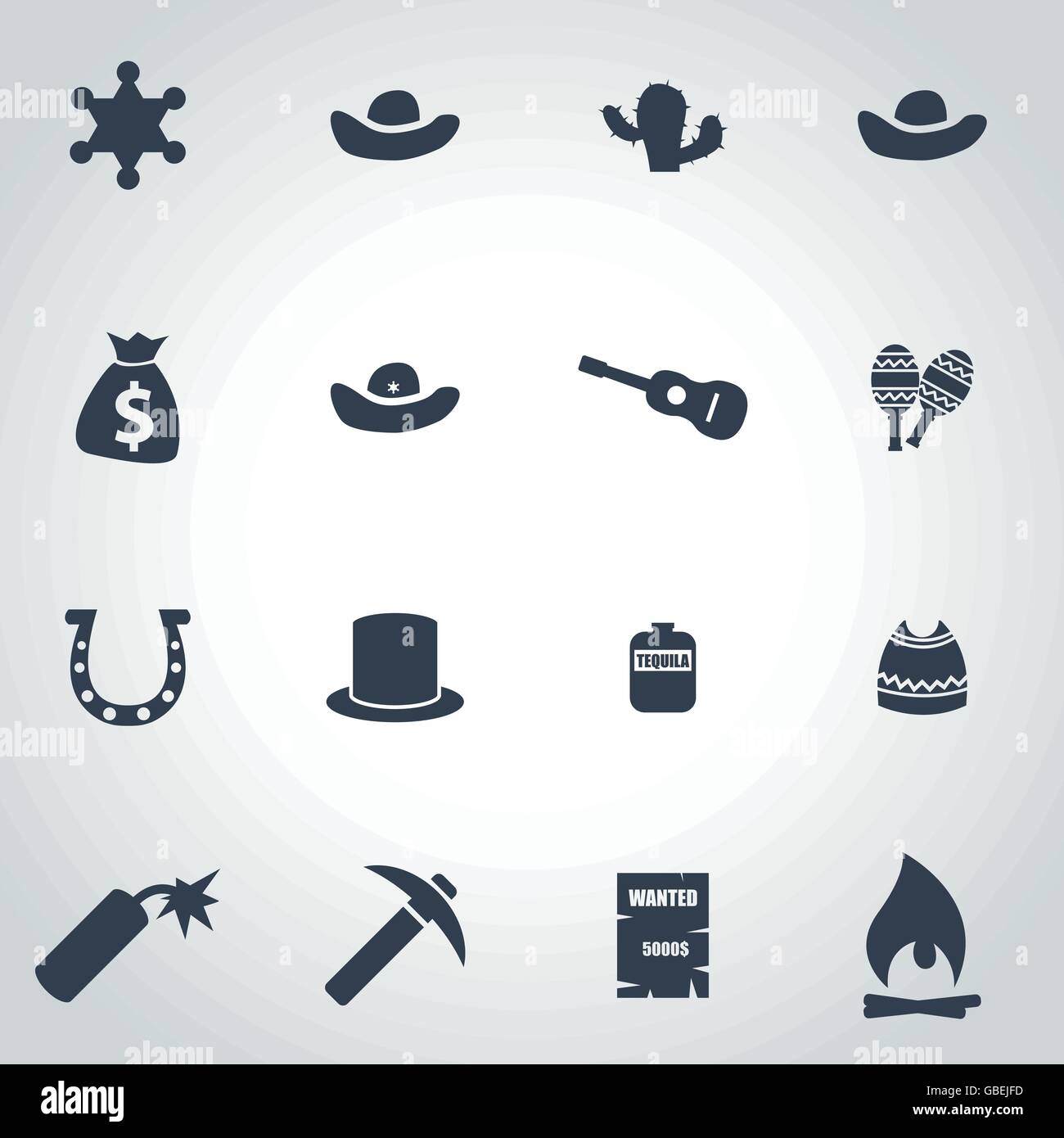 Vector black wild west icon set Stock Vector Image & Art - Alamy
