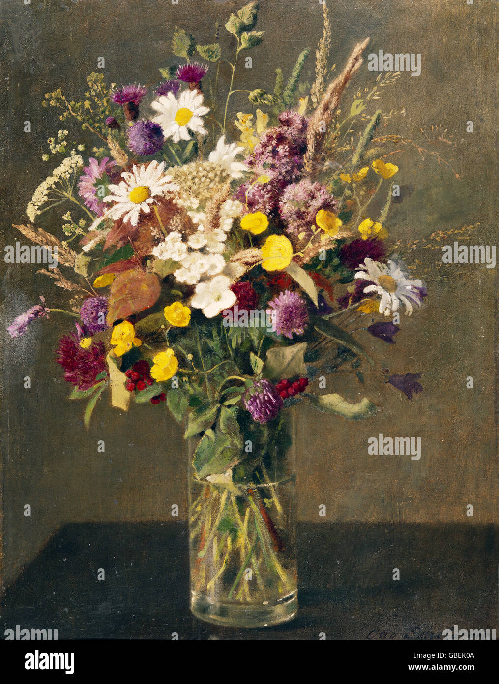 fine arts, Scholderer, Otto (1834 - 1902), painting, 'Bouquet of Flowers' ('Blumenstrauss'), Reinhardt Foundation, Winterthur, Stock Photo