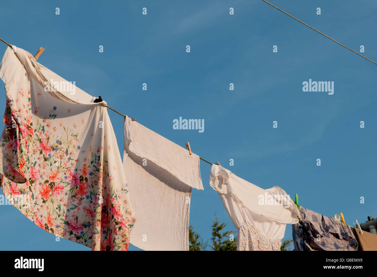 Clothes line, hanging laundry hi-res stock photography and images - Alamy