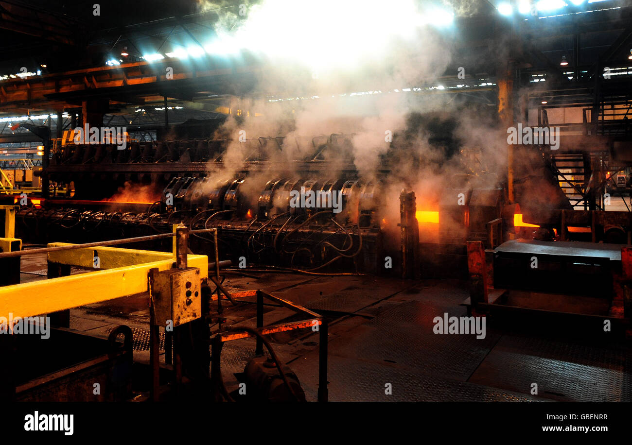 General view of a furnace at Corus Steel plant, Corby, Northamptonshire. Stock Photo