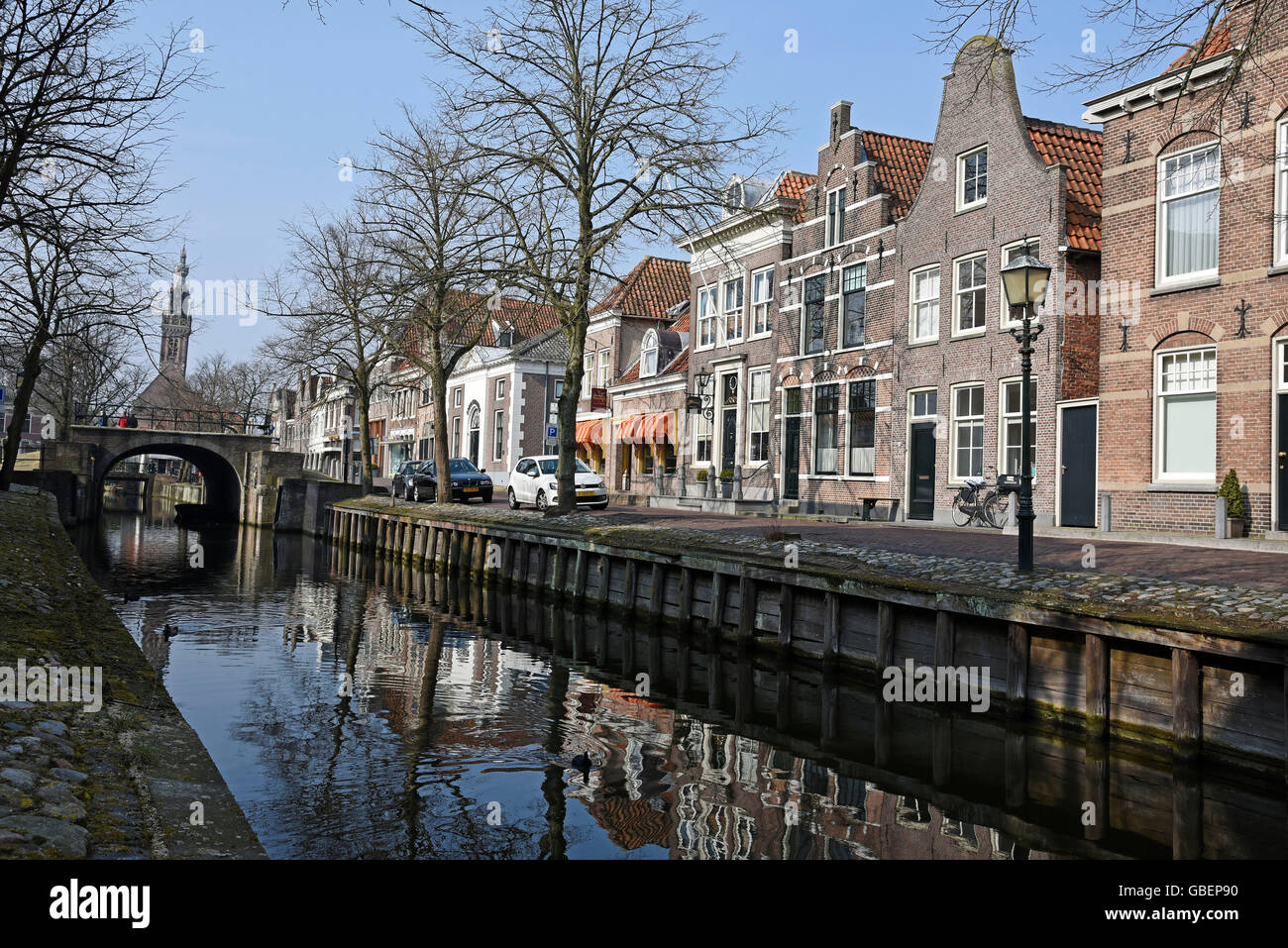 old city, canal, gabled houses, Edam, North Holland, The Netherlands / Holland Stock Photo