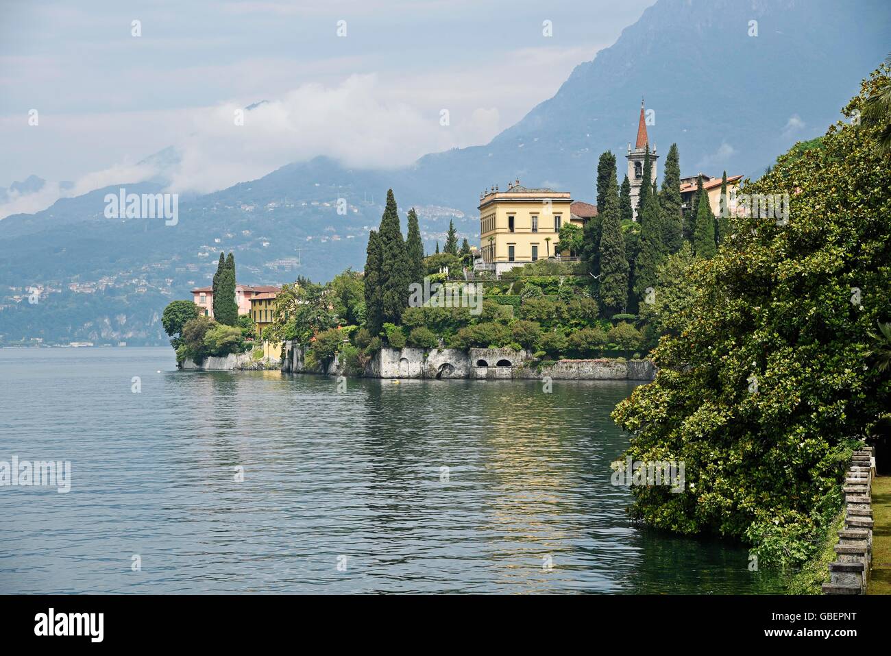 villa, Varenna, Lake Como, Lago di Como, Lecco Province, Lombardy, Italy Stock Photo