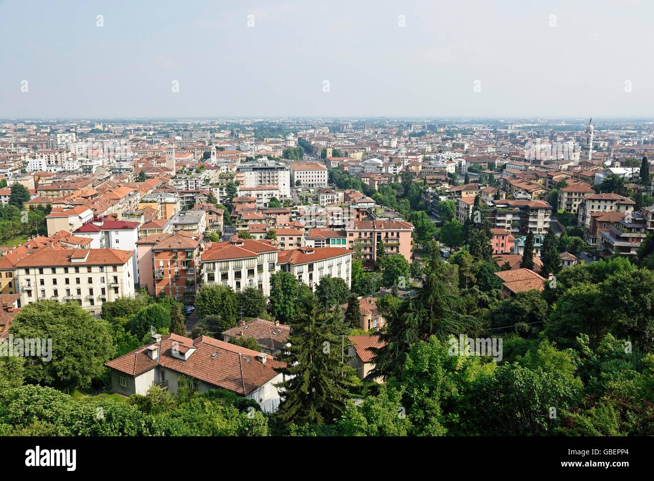 cityscape, lower town, Bergamo, Lombardy, Italy Stock Photo