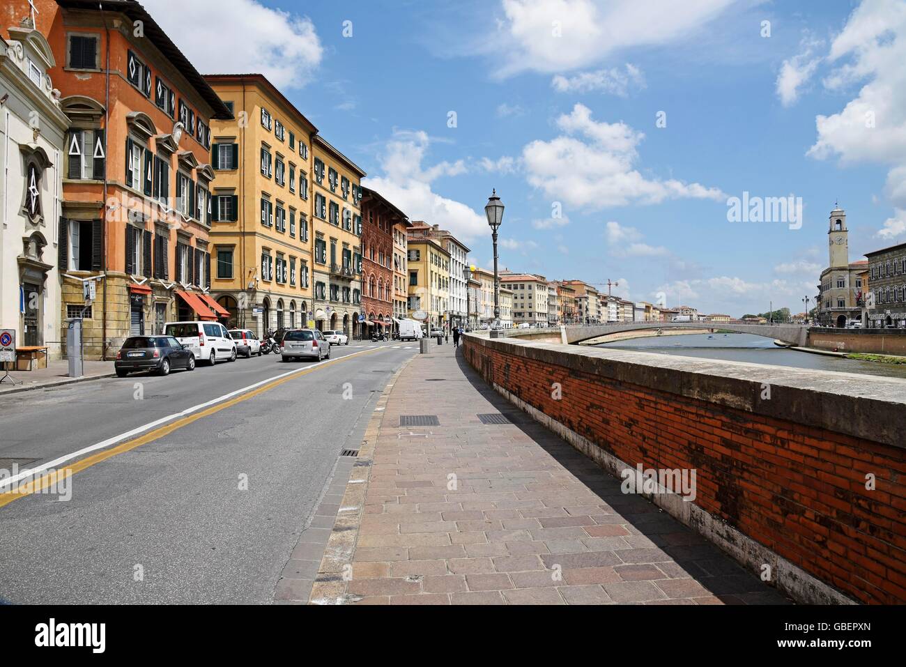 street, Arno, river, Pisa, Tuscany, Italy Stock Photo