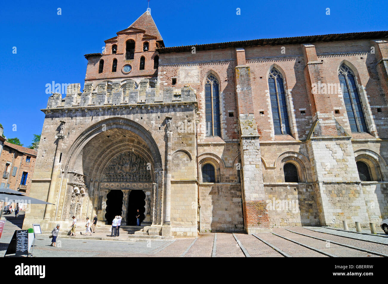 Saint-Pierre abbey, former Benedictine abbey, Moissac, Way of St James, Department Tarn-et-Garonne, Midi-Pyrenees, France / Abbaye Saint-Pierre de Moissac Stock Photo