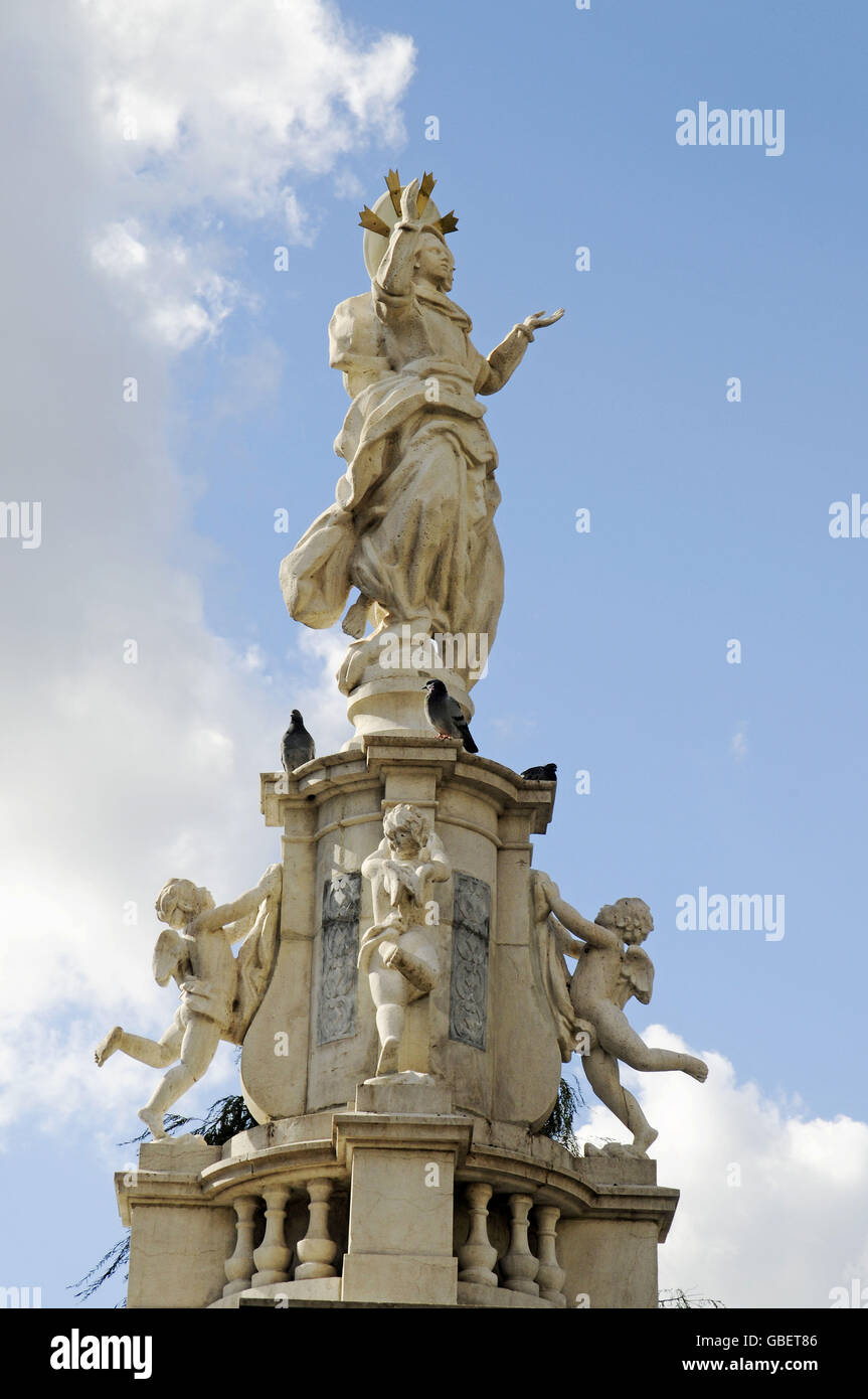 Marian column, cathedral, Santander, Cantabria, Spain Stock Photo