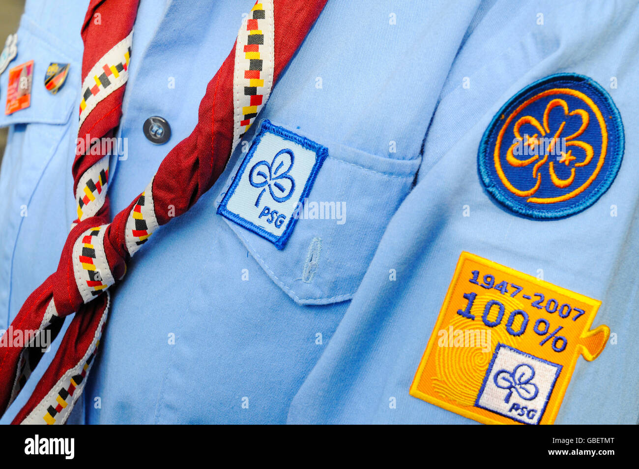 Shirt, scarf, gear, badges, PSG German Association of Catholic Scouts, Girl Scouts, Germany Stock Photo