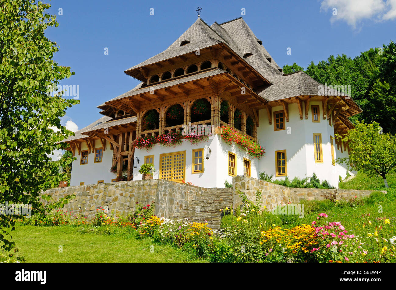 Barsana, monastery, Maramures, Romania Stock Photo