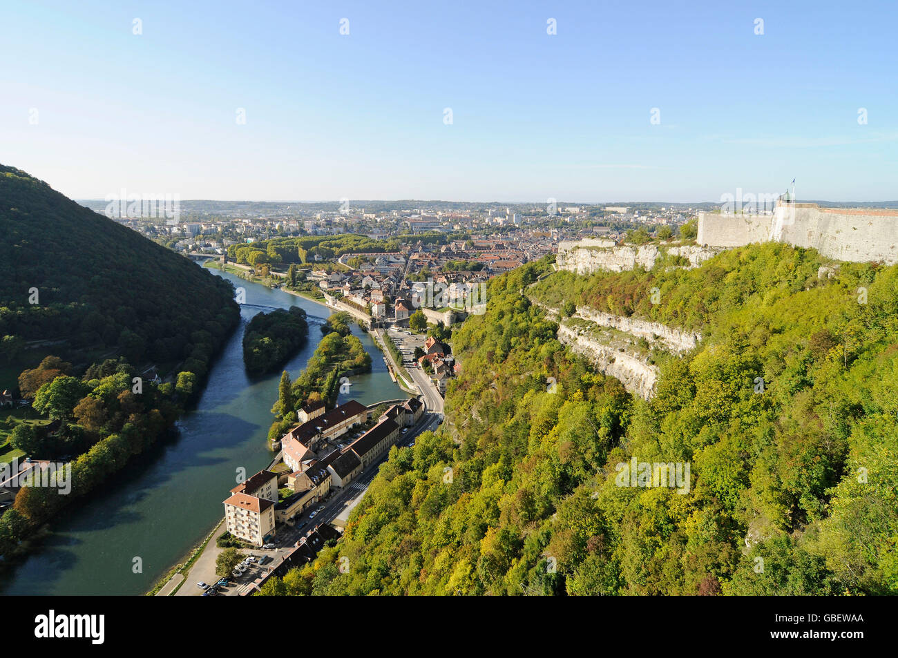 View on citadel, Doubs river, Besancon, Doubs, Franche-Comte, France Stock Photo