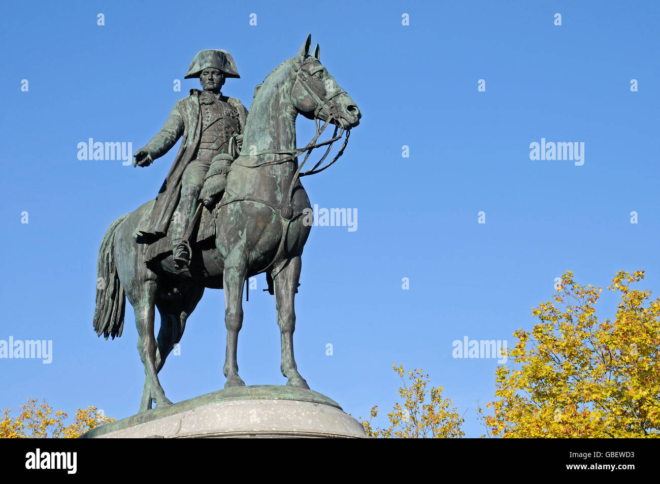 Equestrian statue of Napoleon, Place Napoleon, La Roche-sur-Yon, Vendee, Indre-et-Loire, Pays de la Loire, France Stock Photo