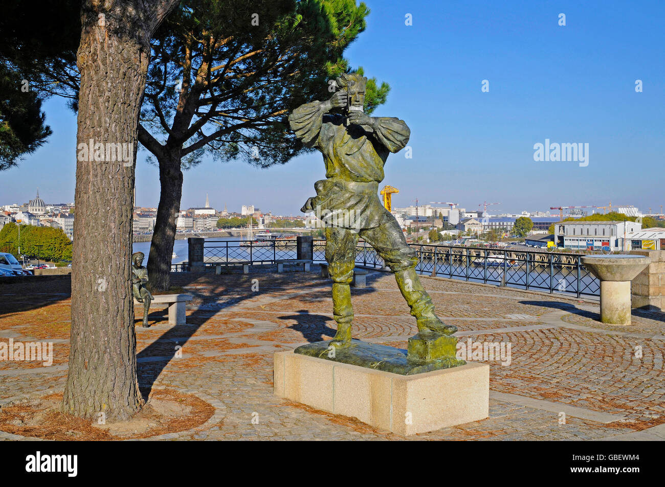 Jules Verne memorial, harbour, Nantes, Departement Loire-Atlantique, Pays de la Loire, France Stock Photo