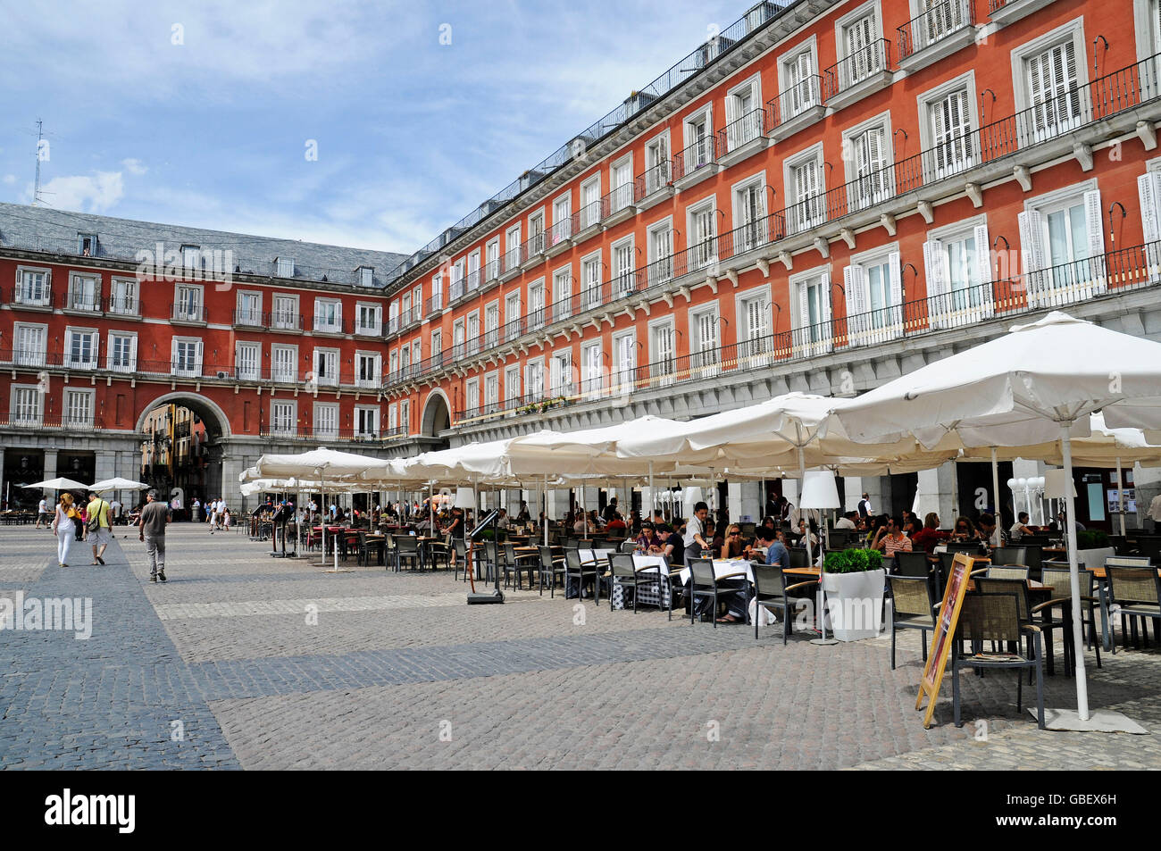 Restaurants, Plaza Mayor square, Madrid, Spain Stock Photo Alamy
