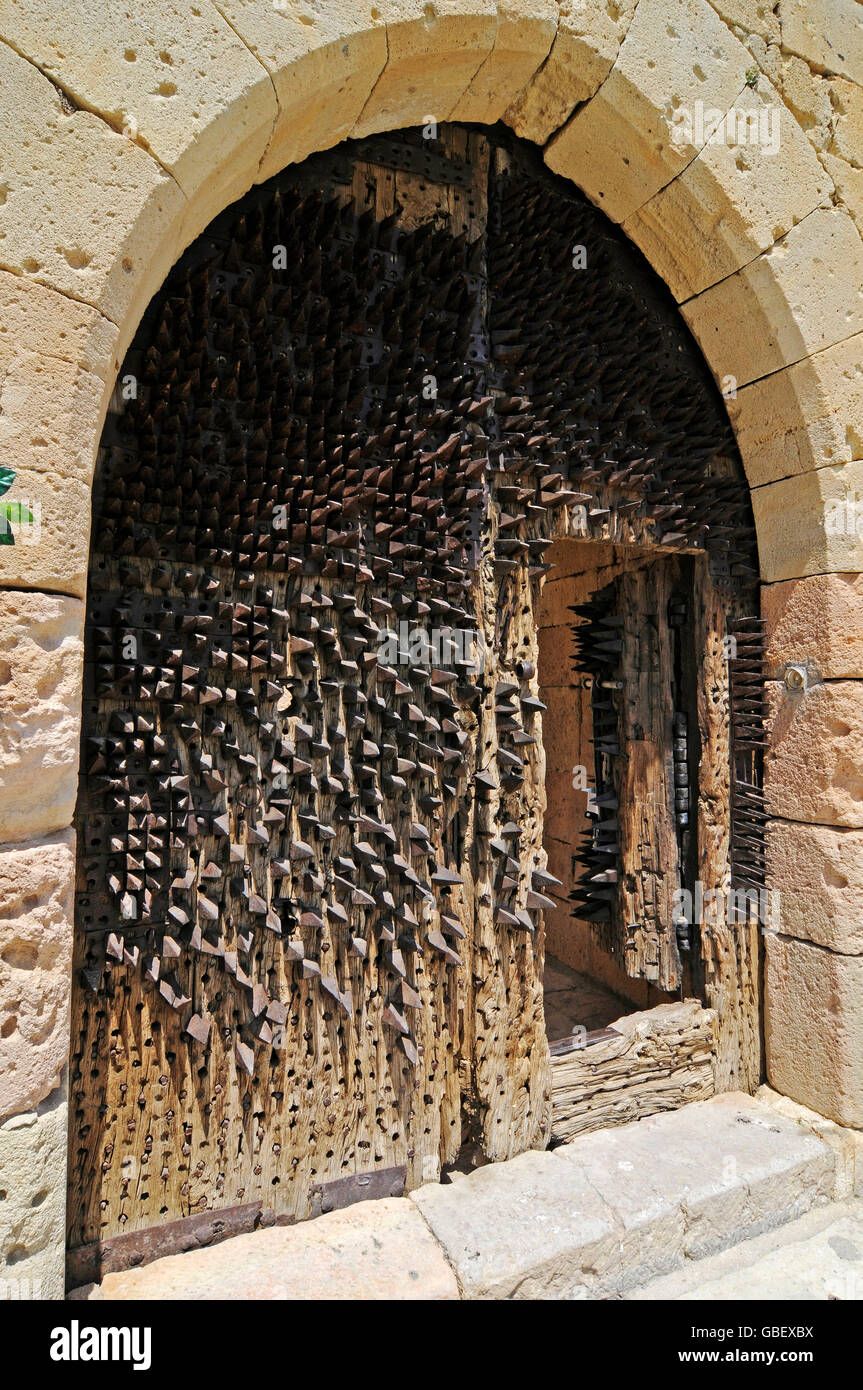 Entrance of the Castillo, castle, Ignacio Zuloaga Museum, Pedraza de la Sierra, Segovia province, Castile-Leon, Spain Stock Photo
