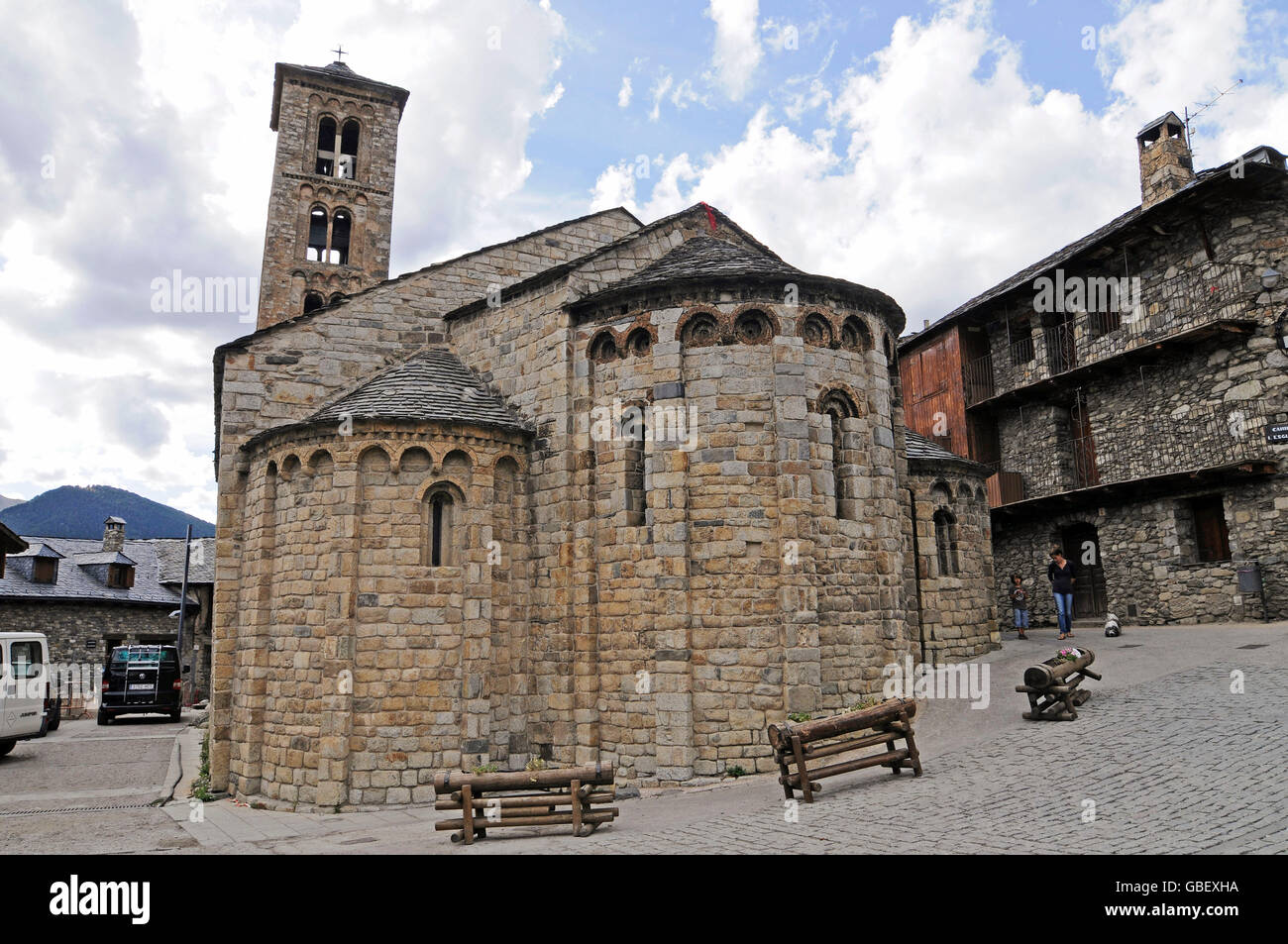 Santa Maria, romanesque church, Taull, La Vall de Boi valley, Pyrenees, province LLeida, Catalonia, Spain Stock Photo