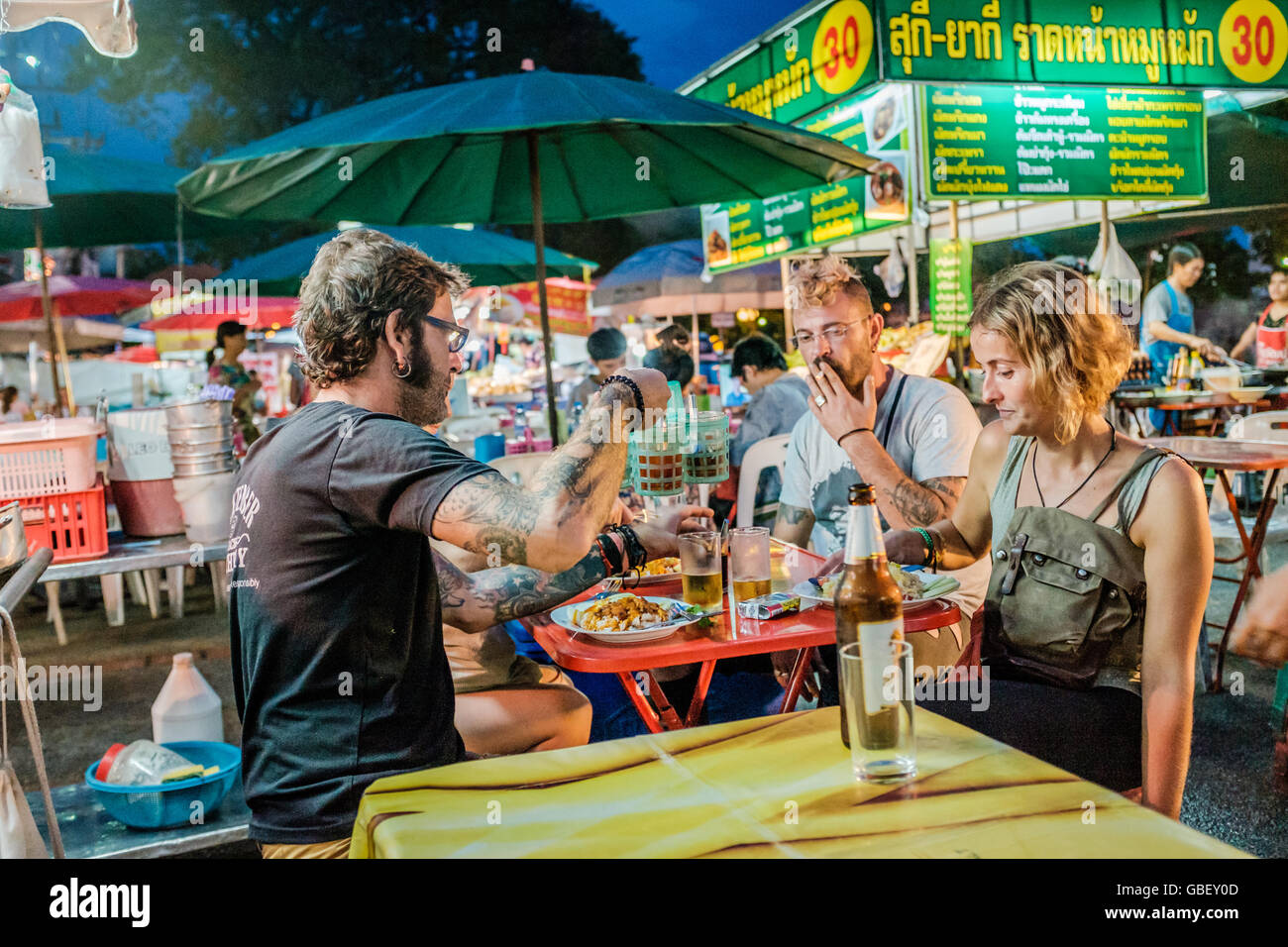 Tourist Eating Thai Street Food Stock Photos Tourist Eating Thai