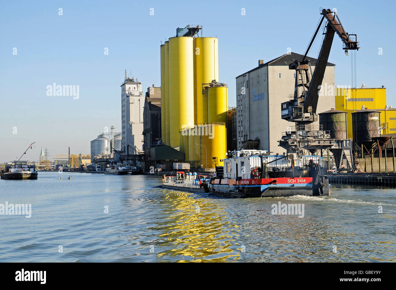 Harbour, port, Datteln-Hamm-Kanal, canal, Hamm, North Rhine-Westphalia, Germany / industrial harbour Stock Photo