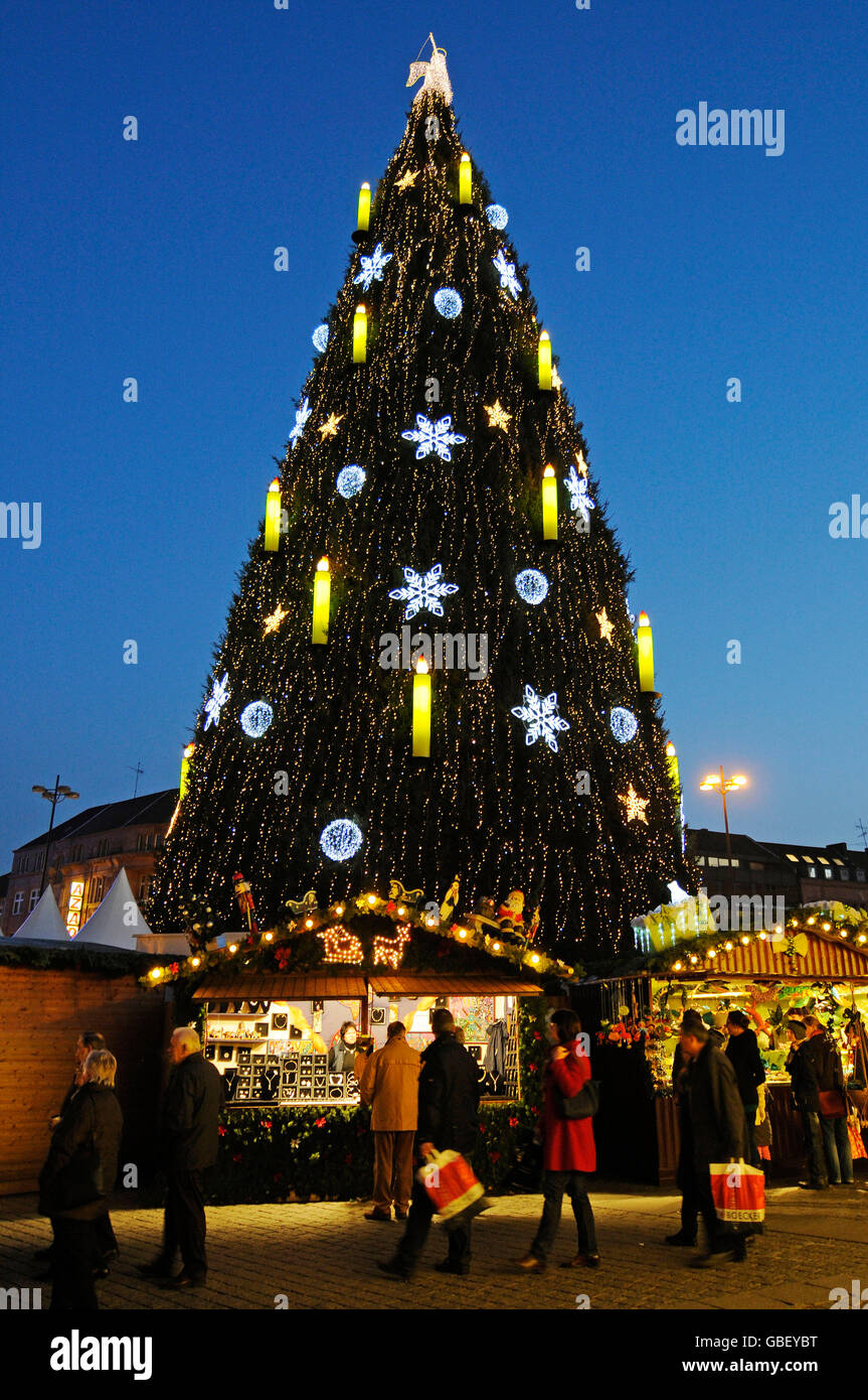 christmas market, fair, christmas tree, Dortmund, North Rhine-Westphalia, Germany Stock Photo