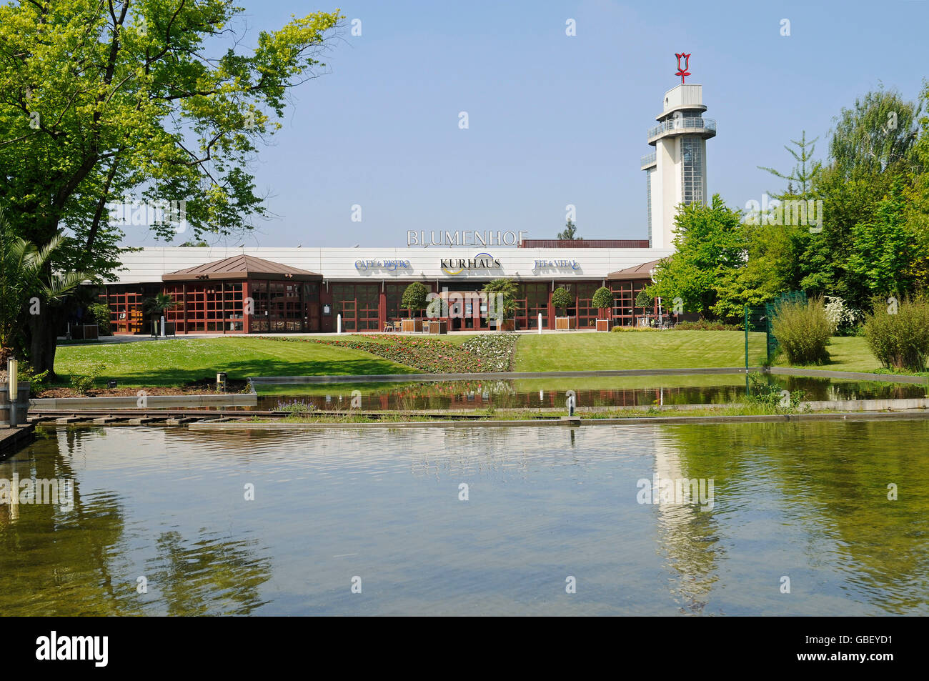 Spa house, restaurant, Gruga Park, Essen, North Rhine-Westphalia, Germany Stock Photo