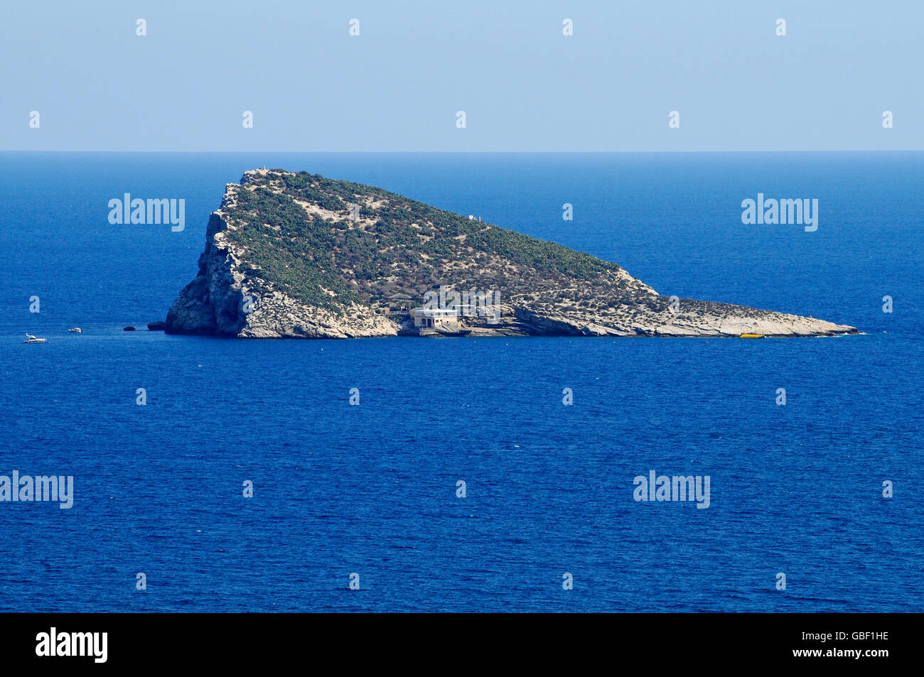 Isla de Benidorm, small offshore island, Benidorm, Province of Alicante, Spain, Europe Stock Photo