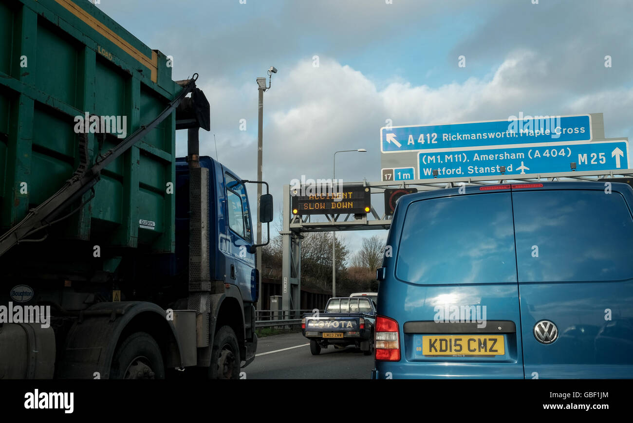 Traffic delays on M@5 due to accident Stock Photo