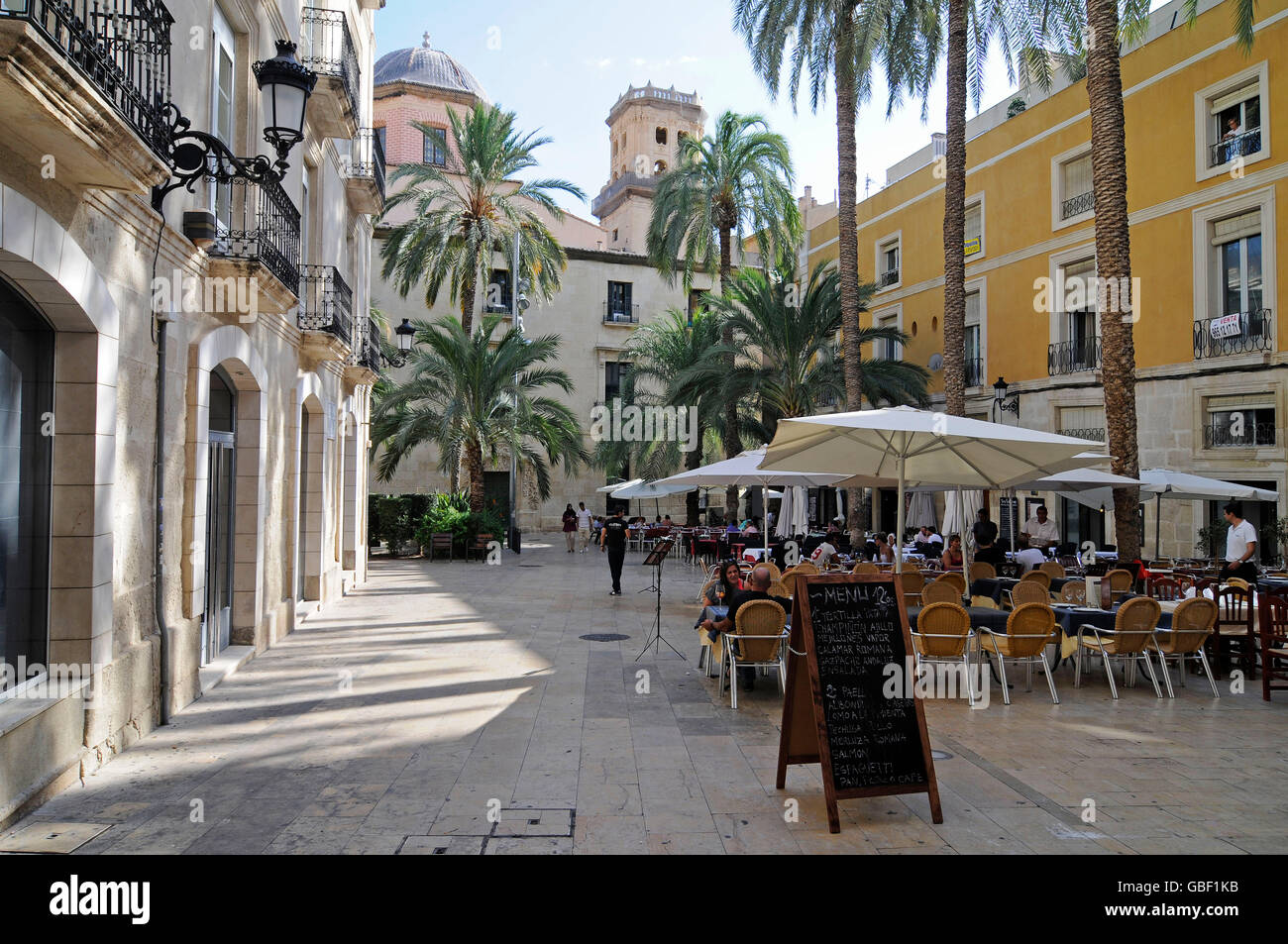 Street restaurant, Plaza de La Santissima Faz, square, historic center, Alicante, Province of Alicante, Spain, Europe Stock Photo