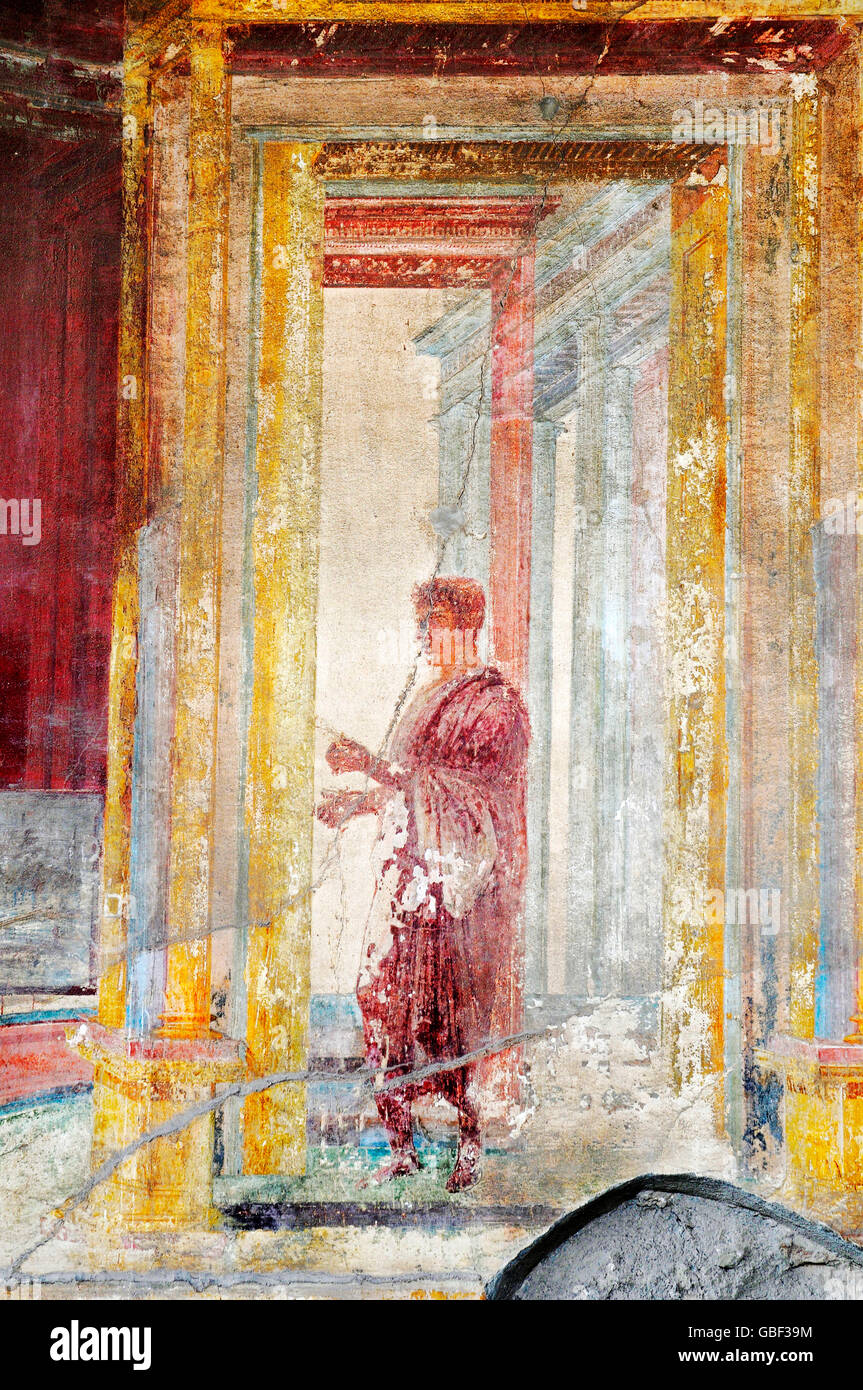 mural, Terme del Foro, therm, archeological site, Pompeji, Pompeii, Naples, Campania, Italy Stock Photo