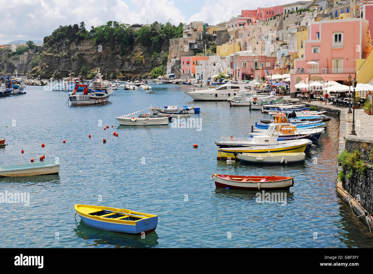 Marina di Corricella, harbour, Island of Procida, Gulf of Naples, Campania, Italy Stock Photo