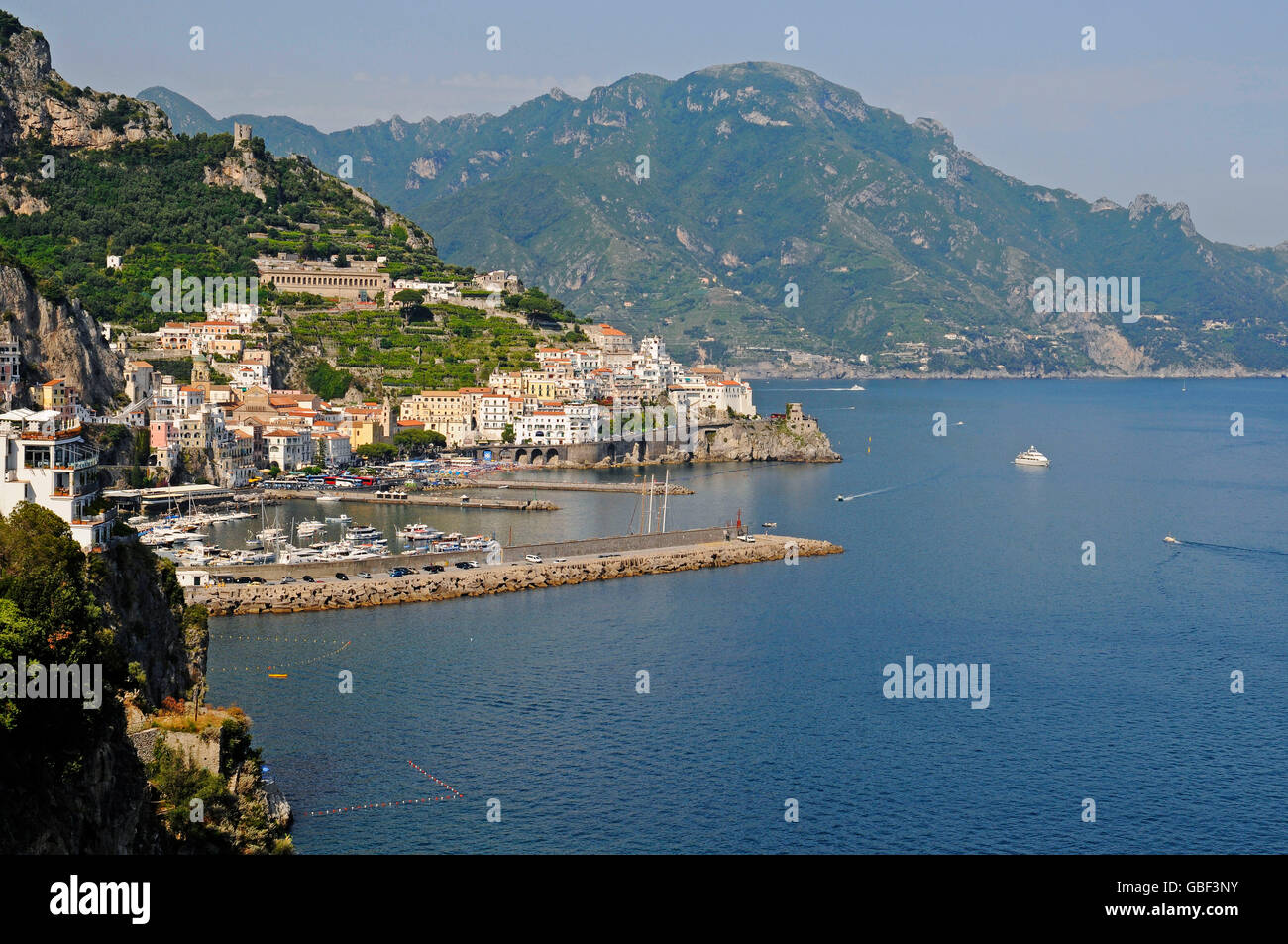 harbour, coast, Amalfi, Amalfi Coast, Campania, Italy Stock Photo