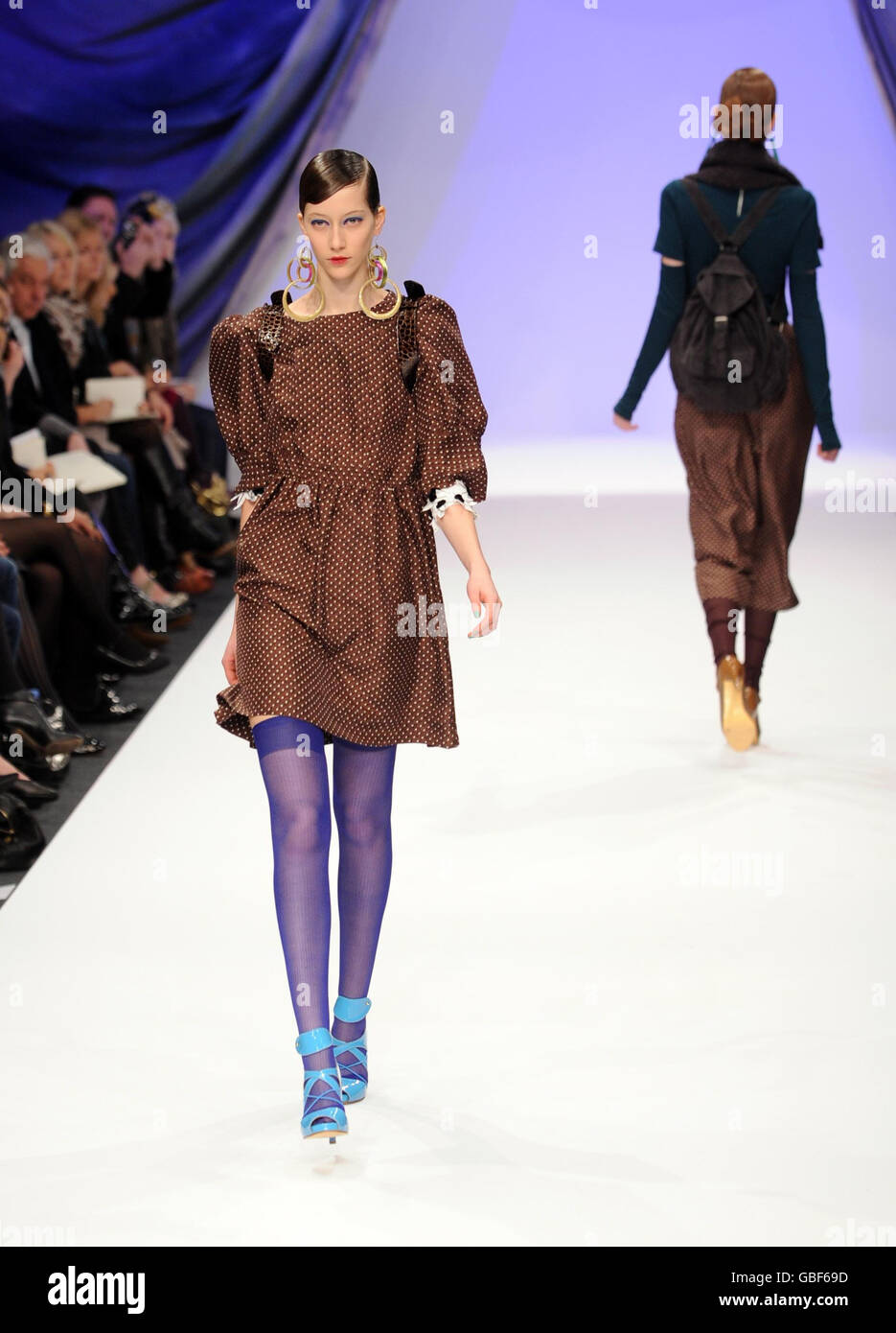 Models on the catwalk at the Betty Jackson fashion show during London ...