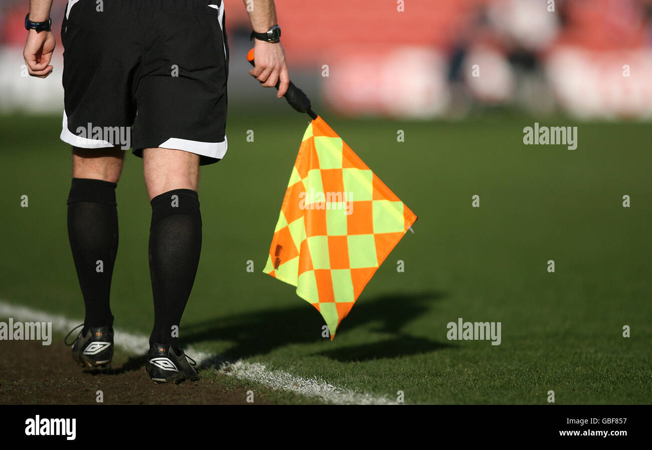 Soccer - Coca-Cola Football League Championship - Barnsley v Charlton Athletic - Oakwell Stadium. General view of a referee's assistant and his flag Stock Photo