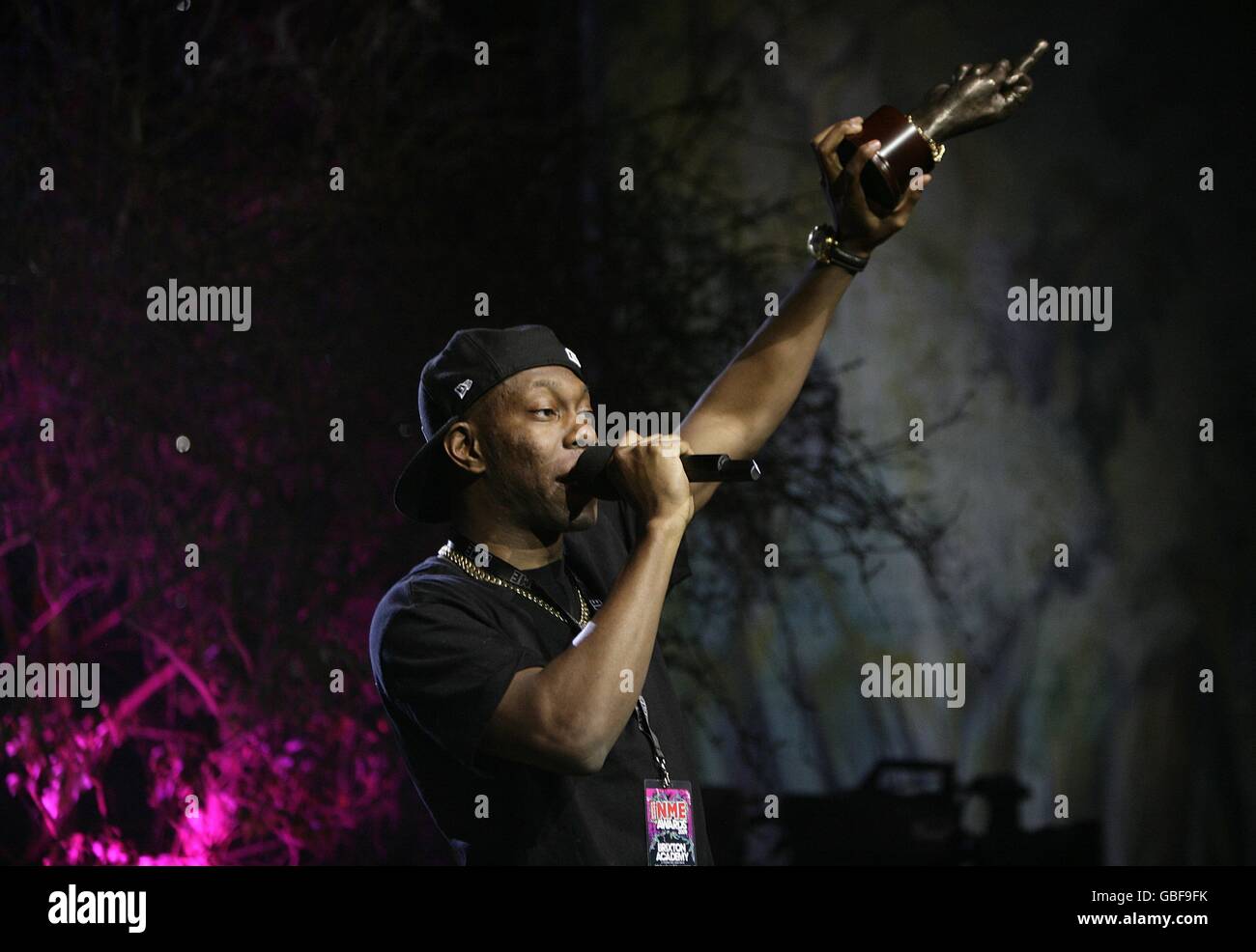 Dizzee Rascal on stage during the Shockwaves NME Awards 2009 at the 02 ...