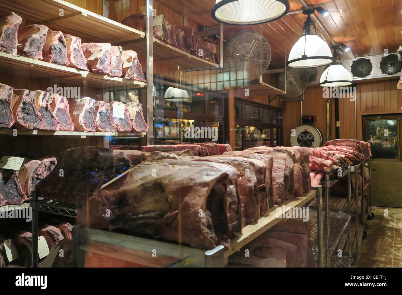 Gallaghers Steakhouse Meat Locker Window, NYC Stock Photo Alamy