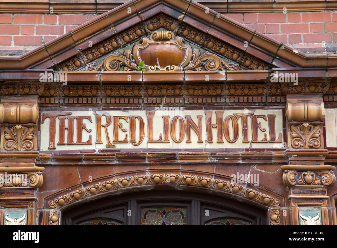 Red Lion Hotel at National Tramway Museum and Village, Crich, Derbyshire, Peak District, England Stock Photo